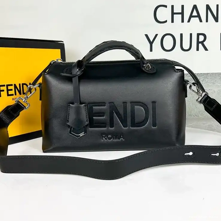 Cheap Bag Boston Way Logo Leather Fendi Black By ROMA Medium In Calf The 0530